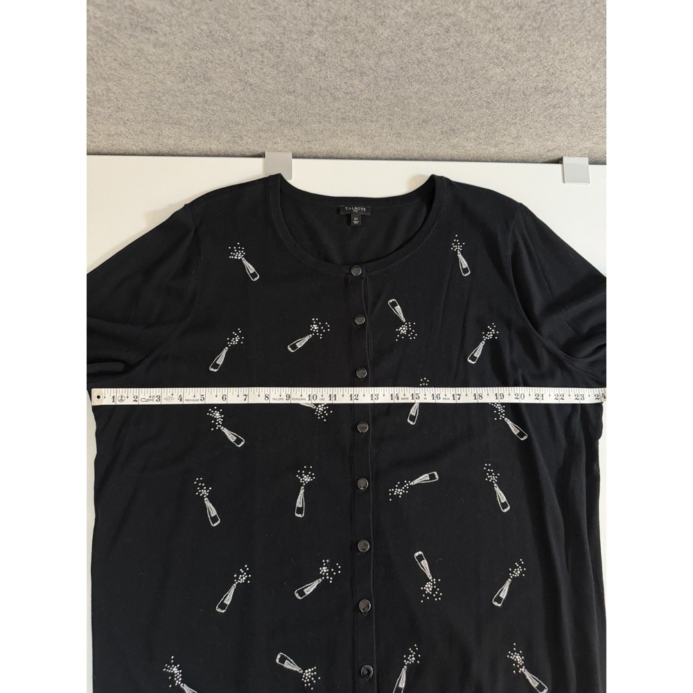 Talbots Plus Size 2X Cardigan Button Up Party Champagne New Year Preppy Bubbly - Picture 5 of 10